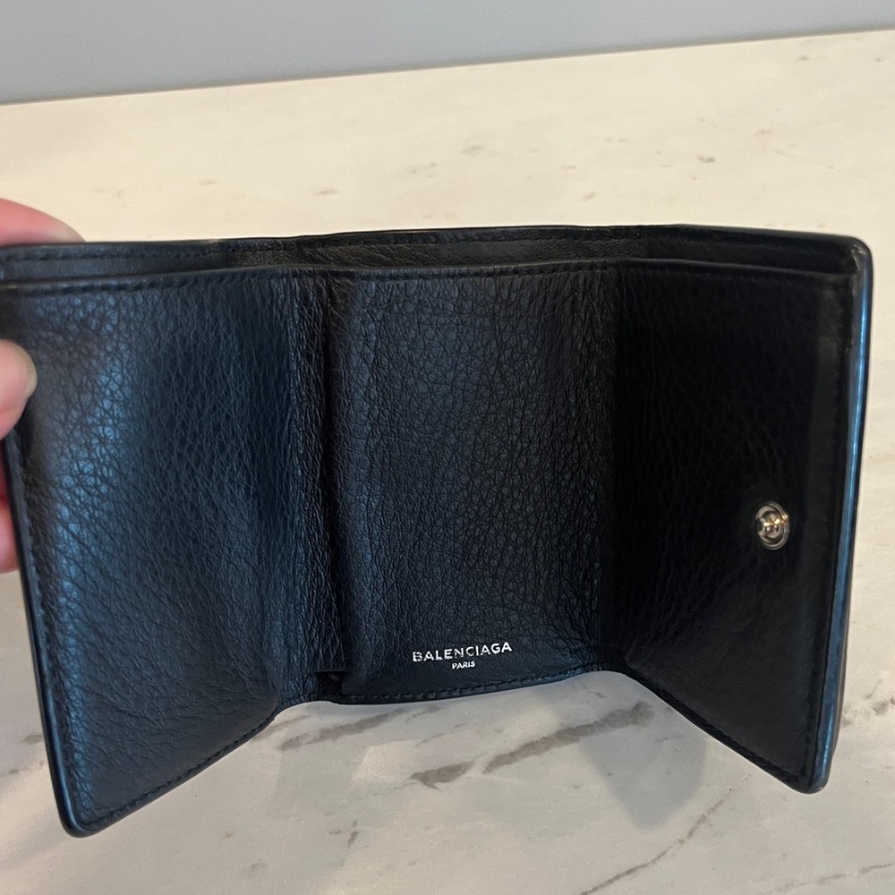 Balenciaga papier mini trifold black leather wallet - Picture 5 of 11